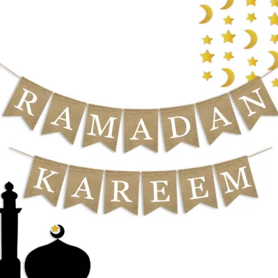 Lễ Ramadan Kareem Eid Mubarak Biểu ngữ Bunting Trang trí Trang trí nội thất Hồi giáo Hồi giáo Hồi giáo