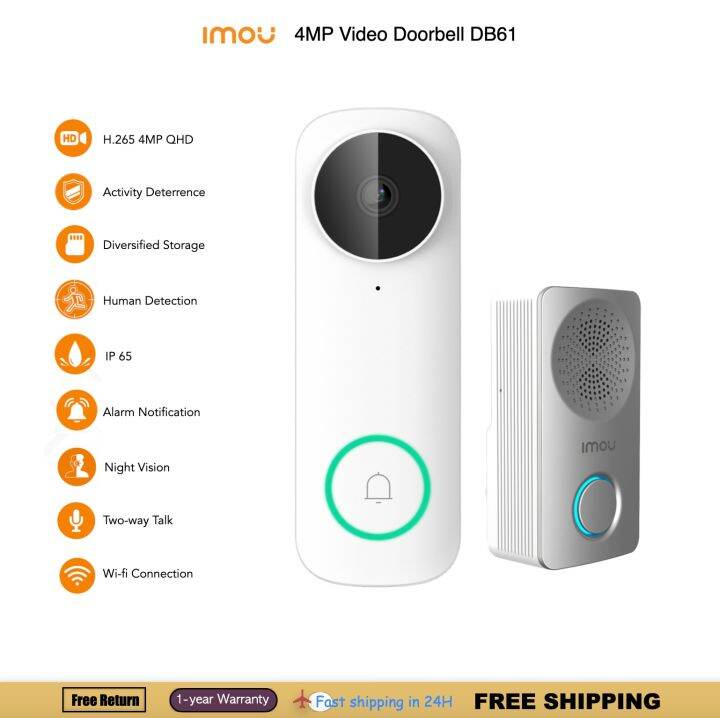 IMOU DB61 Smart Home Video Doorbell Wired WiFi Door Bell 4MP QHD