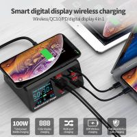 ZZOOI Intelligent LED Display Wireless Charger Dock QC 3.0 Fast Charging 8 Ports PD USB Chargers Hub Desktop Adapter For iPhone Tablet