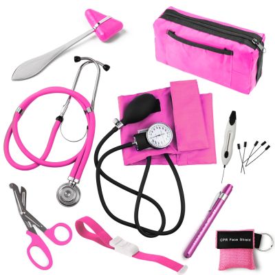 【LZ】trawe2 Medical Health Diagnostic Blood Pressure Monitor Stethoscope Reflex Hammer EMT Shear Penlight Nurse Starter Kit with Pouch