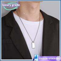 LUXURY GRADE รูปทรงเรขาคณิต สร้อยคอป้ายสุนัข เหล็กไร้สนิม พร้อมห่วงโซ่ คอปกคอ แฟชั่นสำหรับผู้หญิง สีดำสีเงินสีทอง จี้ทรงสี่เหลี่ยม สำหรับผู้ชาย