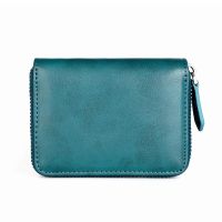 Feng Qi shopMen Women Fashion Anti-theft Brush Credit Card Holder Cowhide Zipper Coin Storage Sorted Pouch Coin Small Change Purse Lady Moneybag