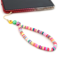 Rainbow Color Beads Handmade Mobile Phone Hanging Cord Lanyard for Women Girls Fashion Jewelry Phone Chain Holder Wristband