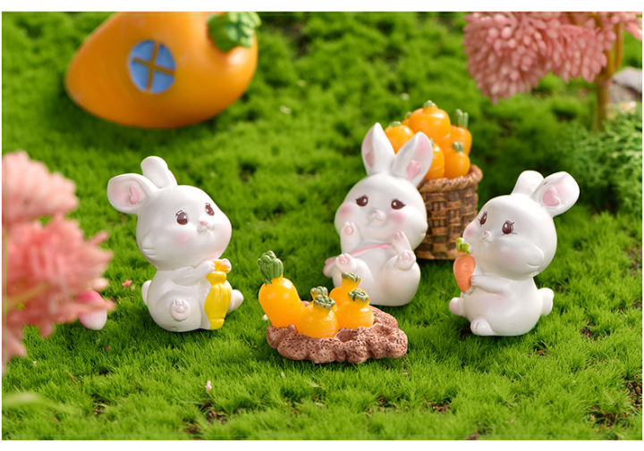 ตุ๊กตาจิ๋ว-กระต่ายสีขาว-ตกแต่งสวนถาด-ราคาต่อชิ้น