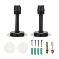 2pcs Black Door Stop With Rubber Buffer Stainless Steel Screws Included Bathroom Home Protector  No-Punch Door Bumper Door Hardware Locks