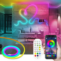 96 Ledsm สมาร์ทบลูทูธ RGBIC LED Neon Strip Light DC12V RGB Dimmable เทปยืดหยุ่น IP67กันน้ำ Dreamcolor Led Strip