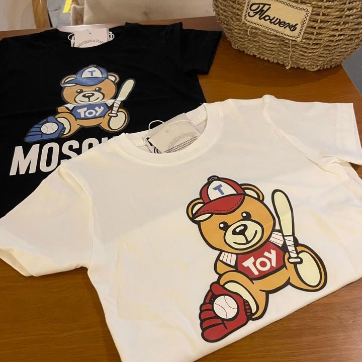 Moschino เสื้อยืดเด็กผ้าฝ้ายบริสุทธิ์หมีเท็ดดี้แบร์อินเทรนด์ | Lazada.co.th