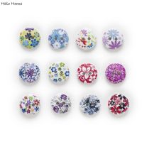 【YF】❡  50pcs 2 Hole Printing Flowers Round Wood Buttons Clothing Sewing Scrapbooking Card Making 15mm