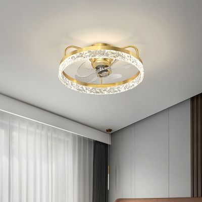 [COD] luxury crown ceiling fan bedroom invisible ultra-thin home restaurant with chandelier
