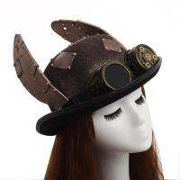 Steampunk หมวกย้อนยุคน่ารักกระต่ายหูกระต่ายแว่นตา Billy เจ้าบ่าวพังก์กะลา Fedora ผู้หญิงหมวกด้านบน