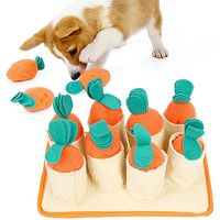 Dog Puzzle Toys, Snuffle Mat for Dogs, Squeaky Plush Dog Treat Toys with 8 Carrots, Smell Training and Slow Feeding Puzzle Toys