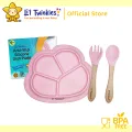 Li'l Twinkies Anti-Slip Silicone Dish Plate with Train Me Spoon and Fork Set BUNDLE PROMO. 