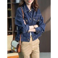 European retro blue denim jacket womens spring 2023 new Korean style fashion all-match small short top