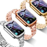 สายนาฬิกาข้อมือสเตนเลส ประดับเพชร สําหรับ Apple Watch 40 มม. 44 มม. 38 มม. 42 มม. iwatch series 6 SE 5 4 3 2 1 〖LYUE〗