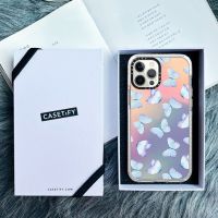 Casetify เคสโทรศัพท์มือถืออะคริลิค แบบแข็ง ลายผีเสื้อ สีฟ้า ไล่โทนสี สําหรับ Holographic For iPhone X XS XR 11 12 13 Pro Max