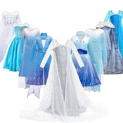 1 3 5 6 8 10 Years Girls Elsa 2 Costume Kids Halloween Cosplay Princess Dress Children Birthday Party Frocks Clothes Up