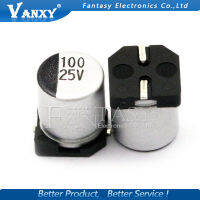 10PCS เมทัลชีทด้วยไฟฟ้า 25V100UF 6.3*7.7 มม.SMD กำแพงอลูมิเนียมอิเล็กโทรลีติก 100uf 25v