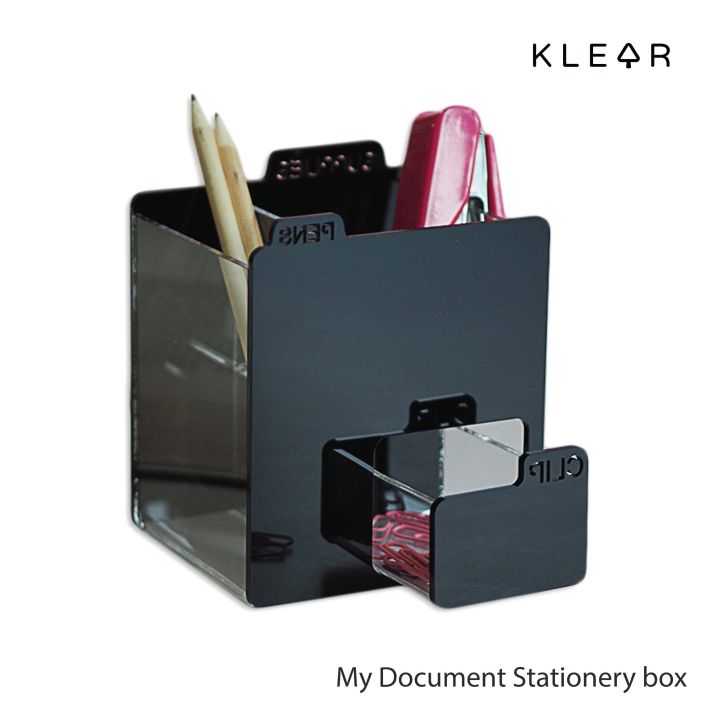 klearobject-my-document-pencil-box-กล่องอะคริลิคใส่ปากกา-ใส่ดินสอ-ที่ใส่เครื่องเขียนตั้งโต๊ะ-ใส่คลิปหนีบกระดาษ-อะคริลิค-k187-พร้อมส่ง