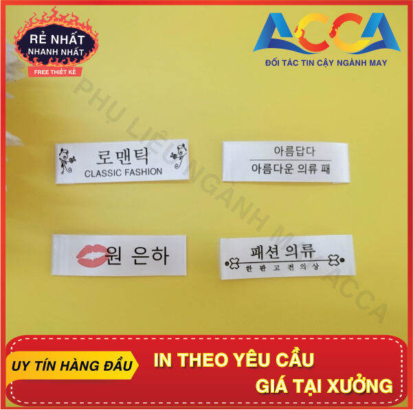 Nhãn mác quần áo in theo yêu cầu_500 mác vải lụa satin chữ Hàn ...