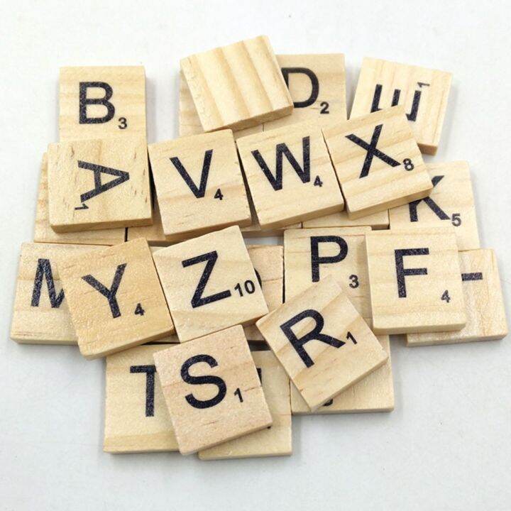 [HOT N] 100pcs Alphabet Tile Wooden Number Word Letter Set Kindergarten ...