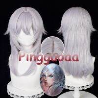 Manmei Game FF14 Themis Cosplay Wig Final Fantasy XIV 52cm Long Silver Grey Wig Heat Resistant Synthetic Wigs dv