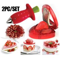 2pc/ Set Kitchen Fruit Gadget Tools Strawberry Slicer Cutter Strawberry Corer Strawberry Huller Leaf Stem Remover Graters  Peelers Slicers