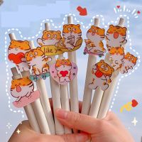 48PcsLot NEW Creative Cute Cartoon Tiger Press Roller Gel Pen Promotion Gifts Stationery Water Sign Pen 0.5mm Black Ink