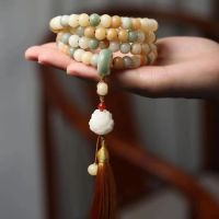 ▧✢❀ Gradient Bodhi สร้อยข้อมือรอบนิ้วมือ Soft Yin Skin Bodhi Root Bracelet Old-fashioned Barrel Buddha Bead Bracelets for Men and Women