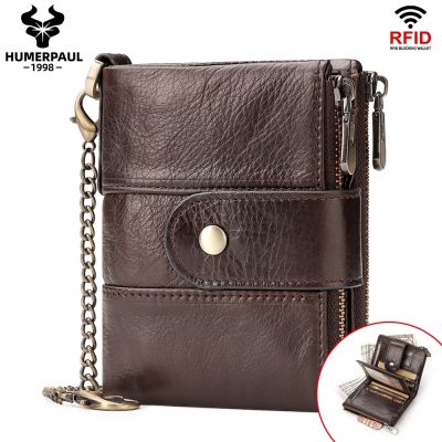 Genuine Leather Men Wallets Large Capacity RFID Blocking Multi-card Purse Lightweight Coin Pocket Business Clutch Bag For Women