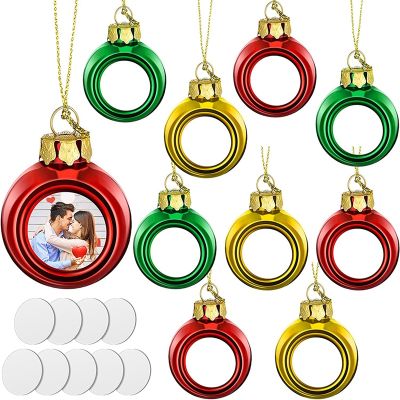 9 Pieces Sublimation Christmas Ball Ornaments Shatterproof Christmas Tree for Holiday Wedding Party Decoration,1.6 Inch