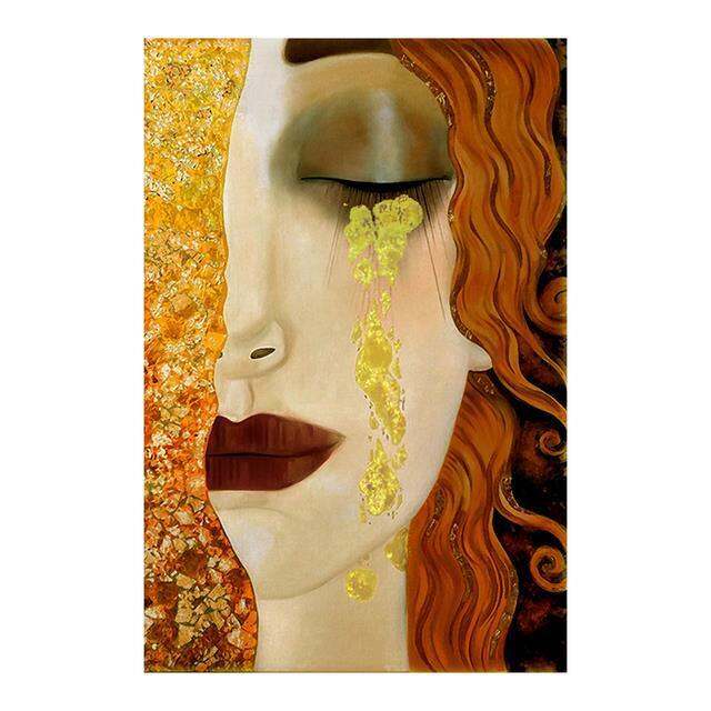 ภาพวาดที่มีชื่อเสียง-gustav-klimt-golden-tears-ภาพวาดสีน้ำมันบทคัดย่อตกแต่งผ้าใบตกแต่งบ้าน