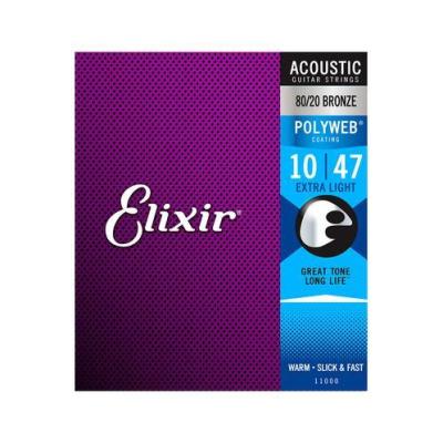 สายกีตาร์โปร่ง เบอร์ 10Elixir® Polyweb เคลือบ Bronze ( Extra Light, .010 - .047) #11000