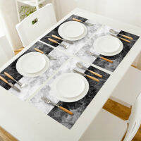 46pcs Set Table Mats White Black Marble Natural Printed Table Napkin Kitchen Accessories Home Party Decorative Placemats