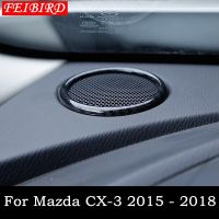 ภายในสำหรับ CX-3 Mazda CX3 2015 2016 2017แดชบอร์ด2018ฝาครอบลำโพงสเตอริโอชุดตัดแต่งคาร์บอนไฟเบอร์แมตต์สีแดง