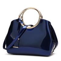 Fashion Simple Women Shoulder Bag PU Leather Metal Ring Handle Handbag Crossbody Messenger Bags