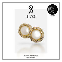 Silyz ต่างหูไข่มุกเงินแท้ สไตล์miniชา*แนลชุบ 14K สไตล์เกาหลี S-122