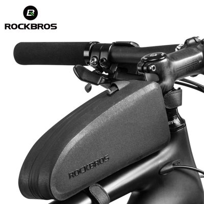 ROCKBROS ขี่จักรยานกันน้ำกระเป๋าจักรยานทรงกระบอกใส่ด้านหน้าด้านบนกระเป๋ามีกรอบความจุขนาดใหญ่จักรยานบนถนน MTB จักรยานสีดำอุปกรณ์เสริม