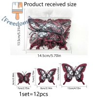 【Freedome】 12ชิ้น3D โครงกระดูกผีเสื้อค้างคาวตกแต่งฮาโลวีนสติกเกอร์ติดผนังศิลปะน่ากลัวตกแต่งบ้านผีสิงอุปกรณ์ประกอบฉากอุปกรณ์ประกอบงานปาร์ตี้