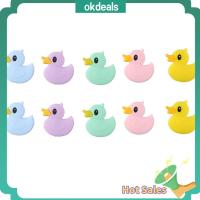 OKDEALS ซิลิโคนทำจากซิลิโคน ลูกปัดเป็ดซิลิโคน สีสันสดใส เป็ดและเป็ด ลูกปัดรูปสัตว์ สร้อยคอสำหรับผู้หญิง รูปสัตว์สัตว์ ลูกปัดซิลิโคนคั่นระยะแบบหลวม สำหรับผู้ใหญ่