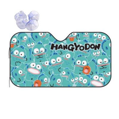 Sanrio Hangyodon ที่บังแดดที่บังแดดแผ่นกรองแสงติดรถยนต์รถพับได้กันแดดด้านหน้ารถสะท้อนแสงกระบังแสง