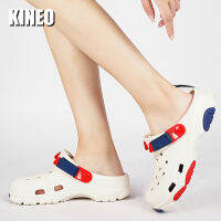 KINEO Sepatu Kebun พื้นหลังสำหรับผู้หญิง,รองเท้าแตะใส่ได้ทั้งชายและหญิงรองเท้าแตะส้นหนาใส่ได้ทั้งในบ้านและนอกบ้านรองเท้าเสริมส้นสไตล์เกาหลีกันน้ำได้แบบลำลองสำหรับใส่ริมสระและชายหาด