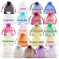 50Pcs/lot 7x9 9x12 10x15 13x18CM Organza Bags Jewelry Bag Wedding Party Decoration Drawable Bags Gift Pouches Jewelry Packaging Cleaning Tools