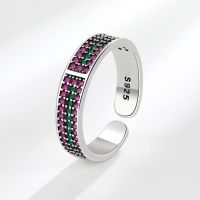 [COD] silver ring girls light luxury niche design trendy fashion personality double row zirconium retro Thai index finger