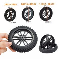 2Pcs MOC Building Block Motorcycle Tyre &amp; Motorcycle Rim Technical Part Brick Wheel Hub Compatible with 88517 11957  Cars Toy Building Sets