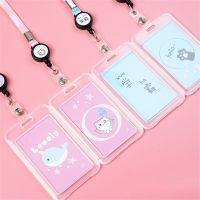 HAOJIAO Transparent Kids Gift Credit Cover Case ID Card Holder Bank Bus Case Cartoon Cat Retractable Card Holder