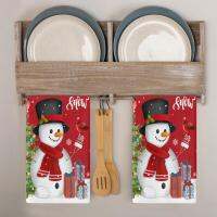 ผ้าเช็ดจานที่มีประโยชน์ Merry Christmas น่ารัก Snowman Truck Dishcloth ผ้าเช็ดครัวตกแต่ง-DFDAG STORE