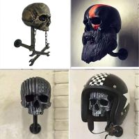 Motorcycle Helmet Holder Skull Bone Beard Ghost Hat Key Stand Hanger Fathers Day Birthday Gift Rack Wall Mounted Hook Cool