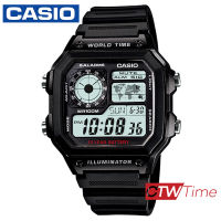 Casio นาฬิกาข้อมือผู้ชาย/ผู้หญิง สายยางเรซิ่น รุ่น AE-1200WH-1AVDF (สีดำ)