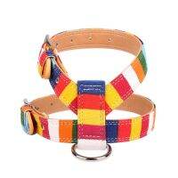 【jw】♝♛ Colorful Dog Harness Pu Canvas Personalized Walking Training Dogs Chest Collar for Small Large