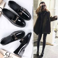 ▨ Black jk round toe small leather shoes womens autumn and winter new British flat students Korean version of the all-match single shoes loafers womens shoes